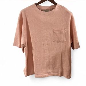 Boxy Drop Shoulder Short Sleeve Pink T-Shirt Size Medium